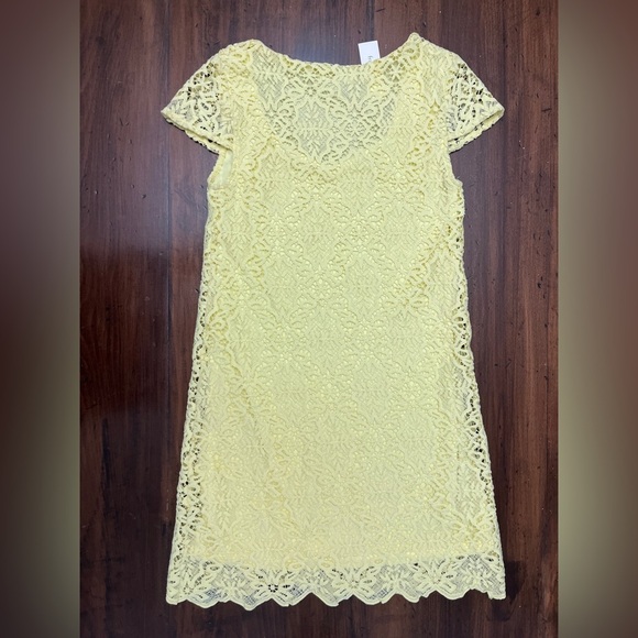 2/$12 Francesca’s XXS Yellow Lace Dress Spring Lined Modest Church Wedding - Picture 3 of 9